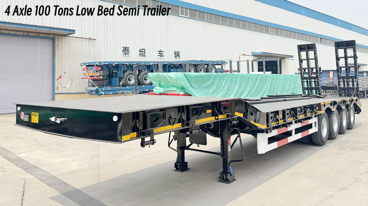 4 Axle 100 Tons Low Bed Semi Trailer for Sale in Burundi