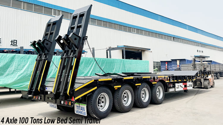 4 Axle 100 Tons Low Bed Semi Trailer for Sale in Burundi