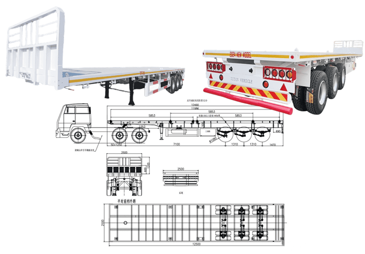 Tri Axle Flatbed Semi Truck Trailer for Sale in Burundi Bujumbura 