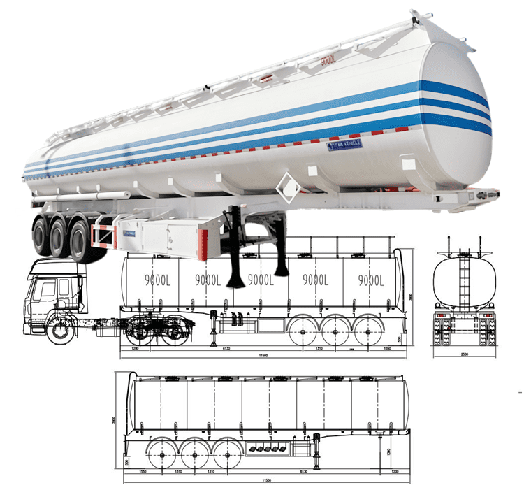 3 Axle 45000 Liters Fuel Tanker Trailer for Sale in Burundi 